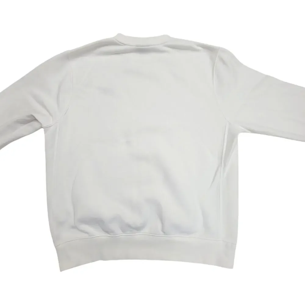 Nike Mens Size Medium White Sweatshirt Crewneck Brown Logo Fleece Pullover